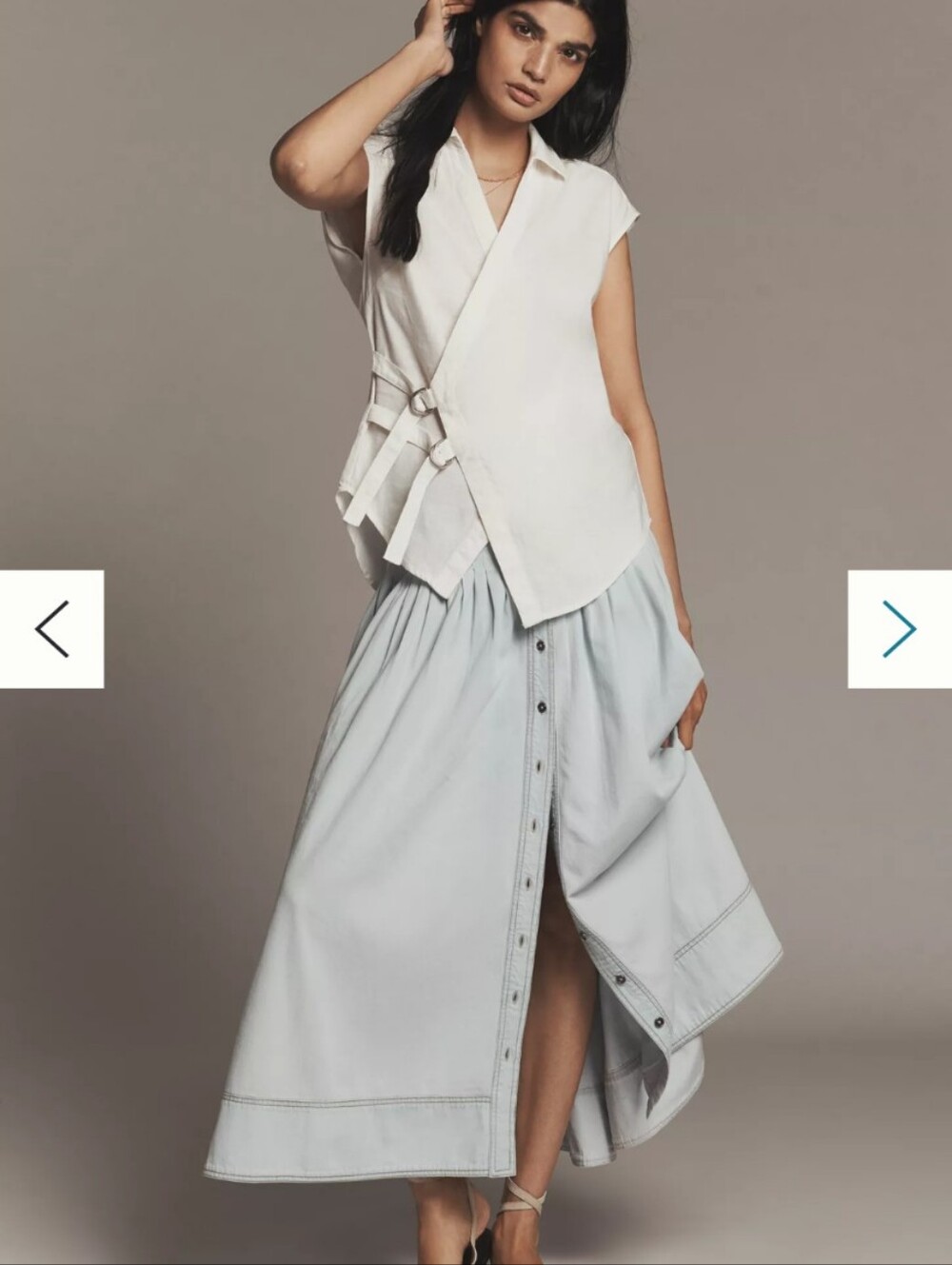 Anthropologie Pilcro Belted Wrap Linen Cotton Blouse Sz M White - Picture 2 of 10